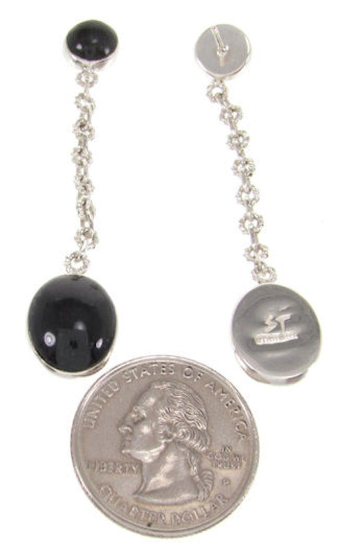 Southwest Sterling Silver Genuine Jet Earrings BW62465